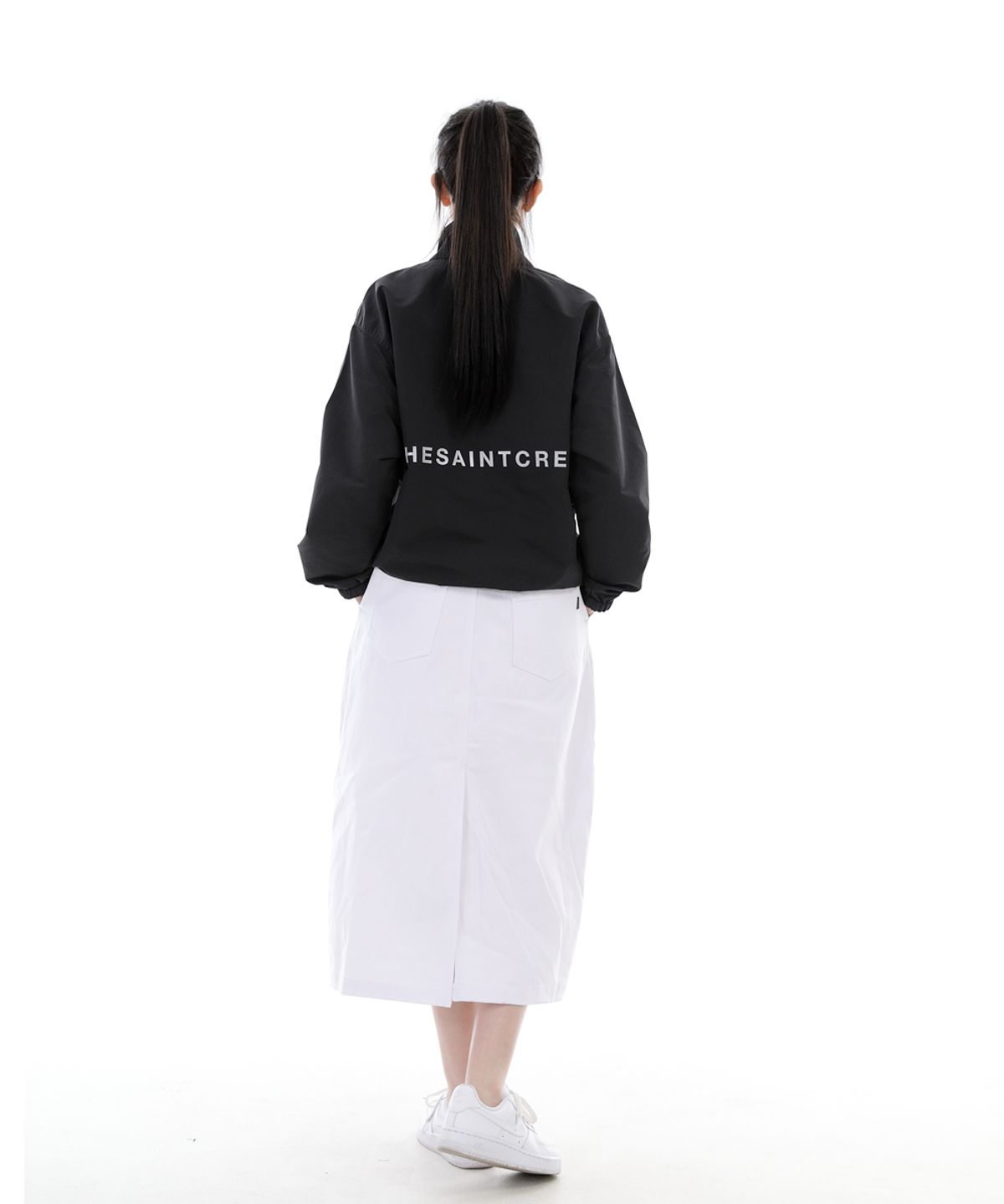 세인트크루(SAINTCREW) 와이드돔 하프밴드 롱스커트 WDH-1303 화이트