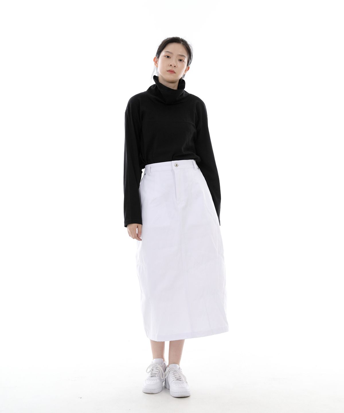세인트크루(SAINTCREW) 와이드돔 하프밴드 롱스커트 WDH-1303 화이트