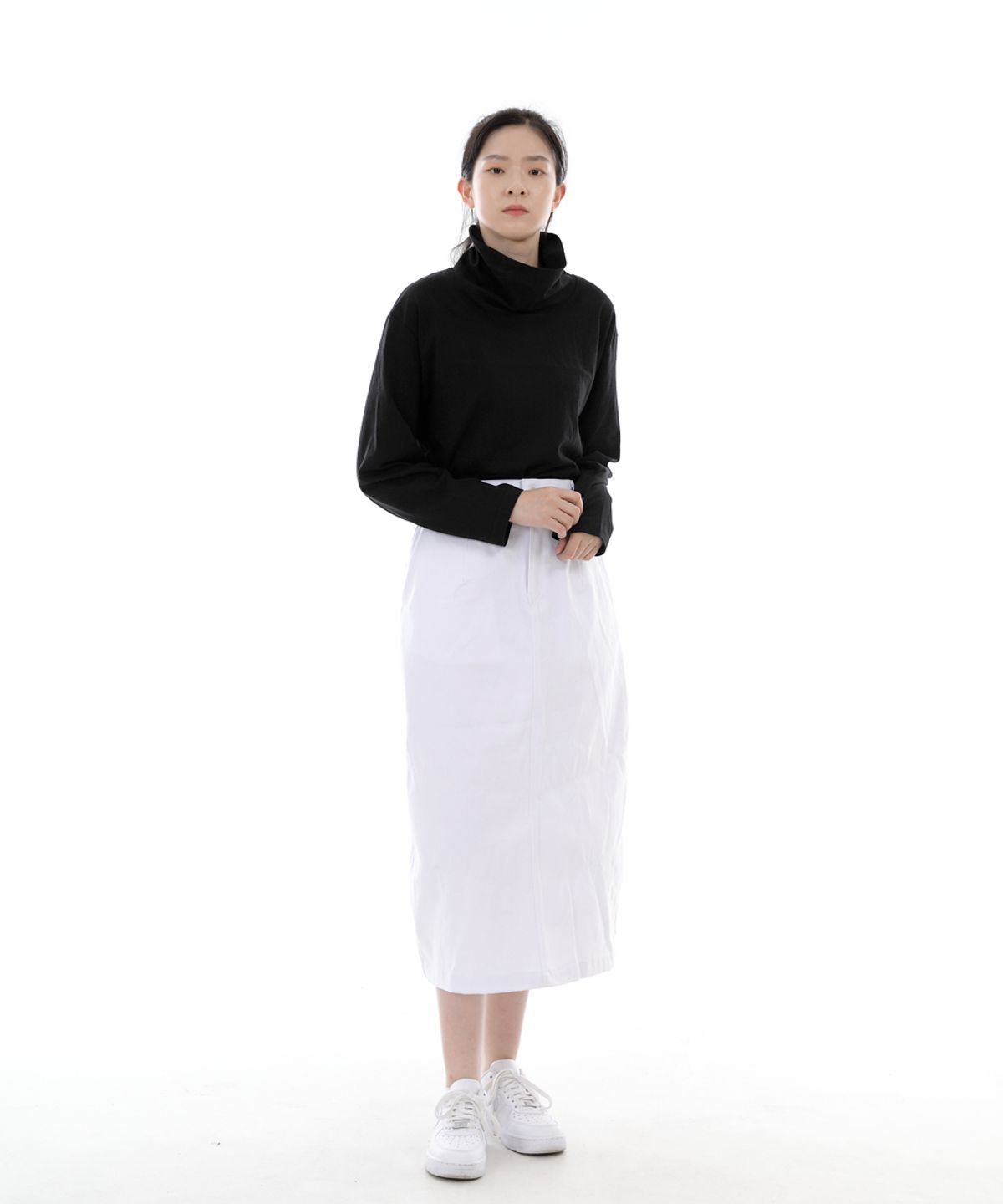 세인트크루(SAINTCREW) 와이드돔 하프밴드 롱스커트 WDH-1303 화이트