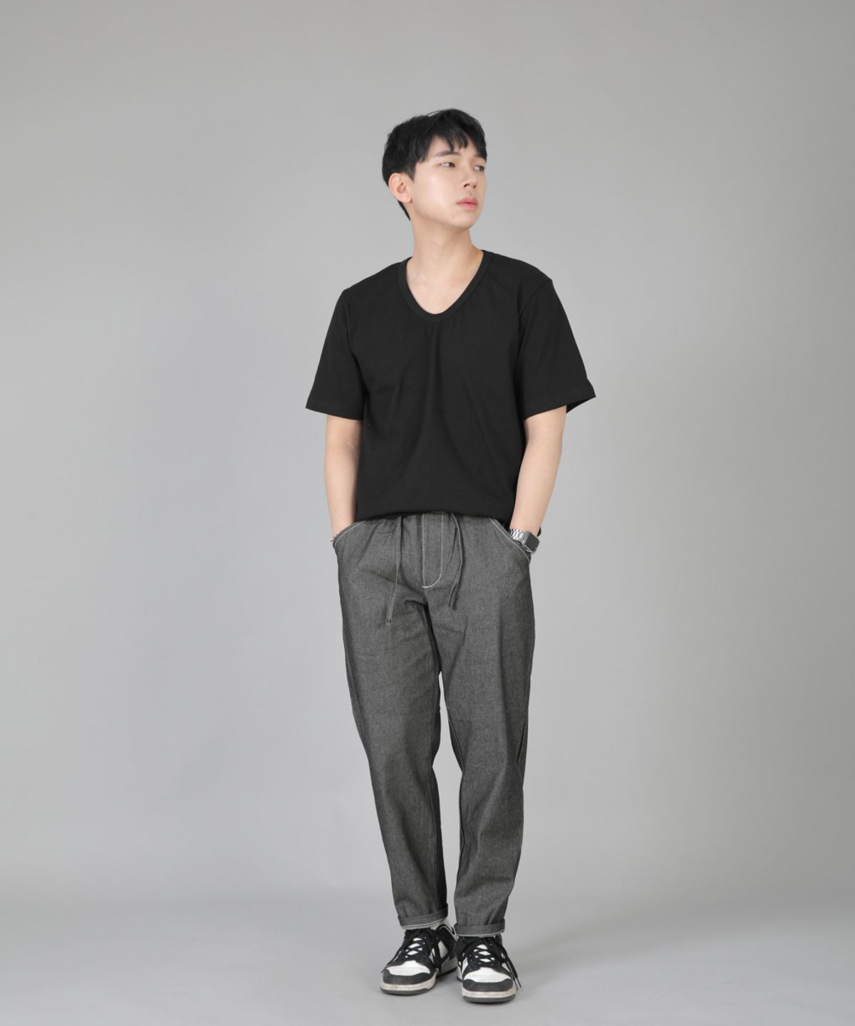 세인트크루(SAINTCREW) 브리지필 밴딩팬츠 BWD-324  그레이블랙 데님 WHS