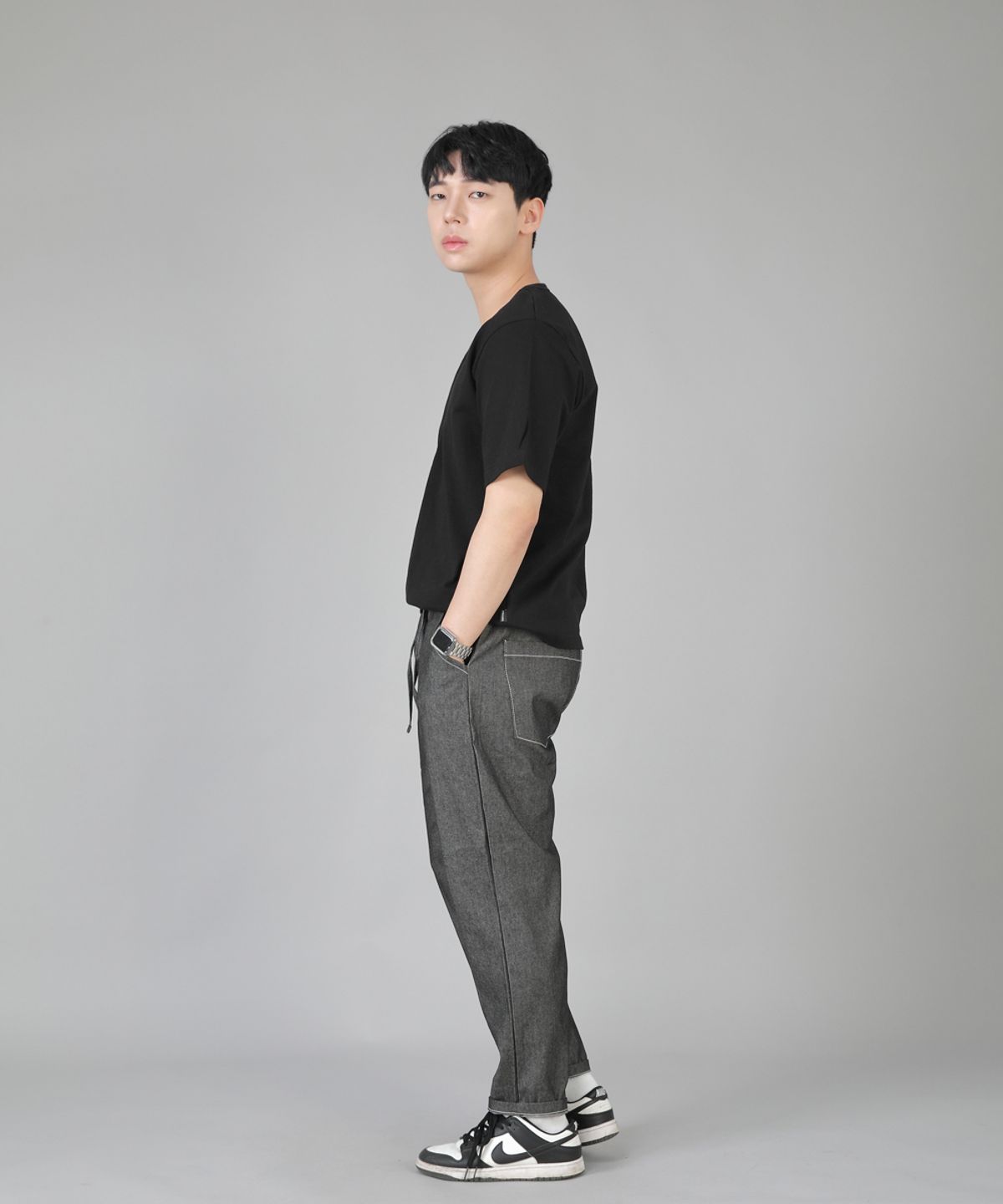 세인트크루(SAINTCREW) 브리지필 밴딩팬츠 BWD-324  그레이블랙 데님 WHS