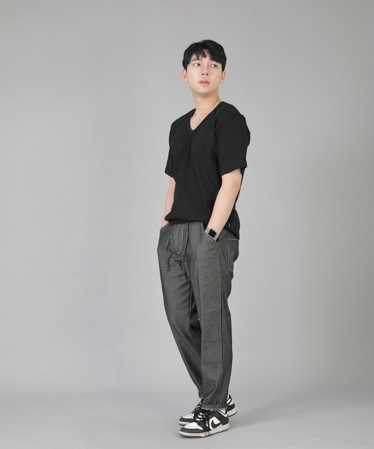 세인트크루(SAINTCREW) 브리지필 밴딩팬츠 BWD-324  그레이블랙 데님 WHS