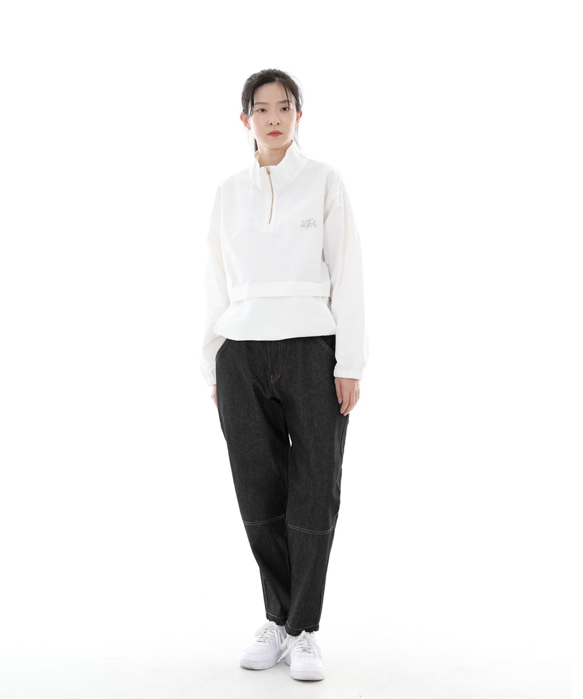 세인트크루(SAINTCREW) 테이퍼드 커팅크롭 하프밴드 팬츠 TCH-326  블랙 데님 BRS