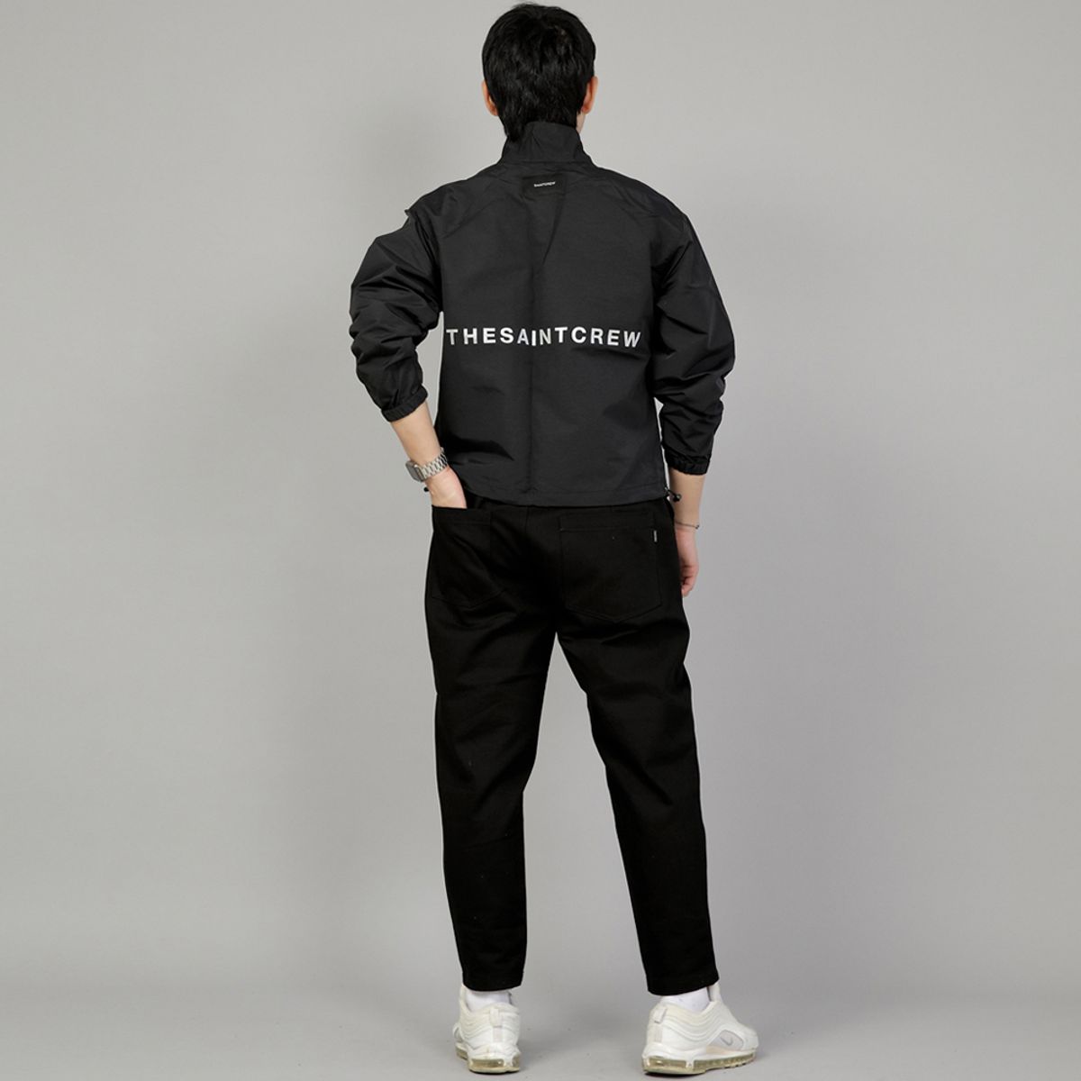 세인트크루(SAINTCREW) 테이퍼드 커팅크롭 하프밴드 팬츠 TCH-326  블랙