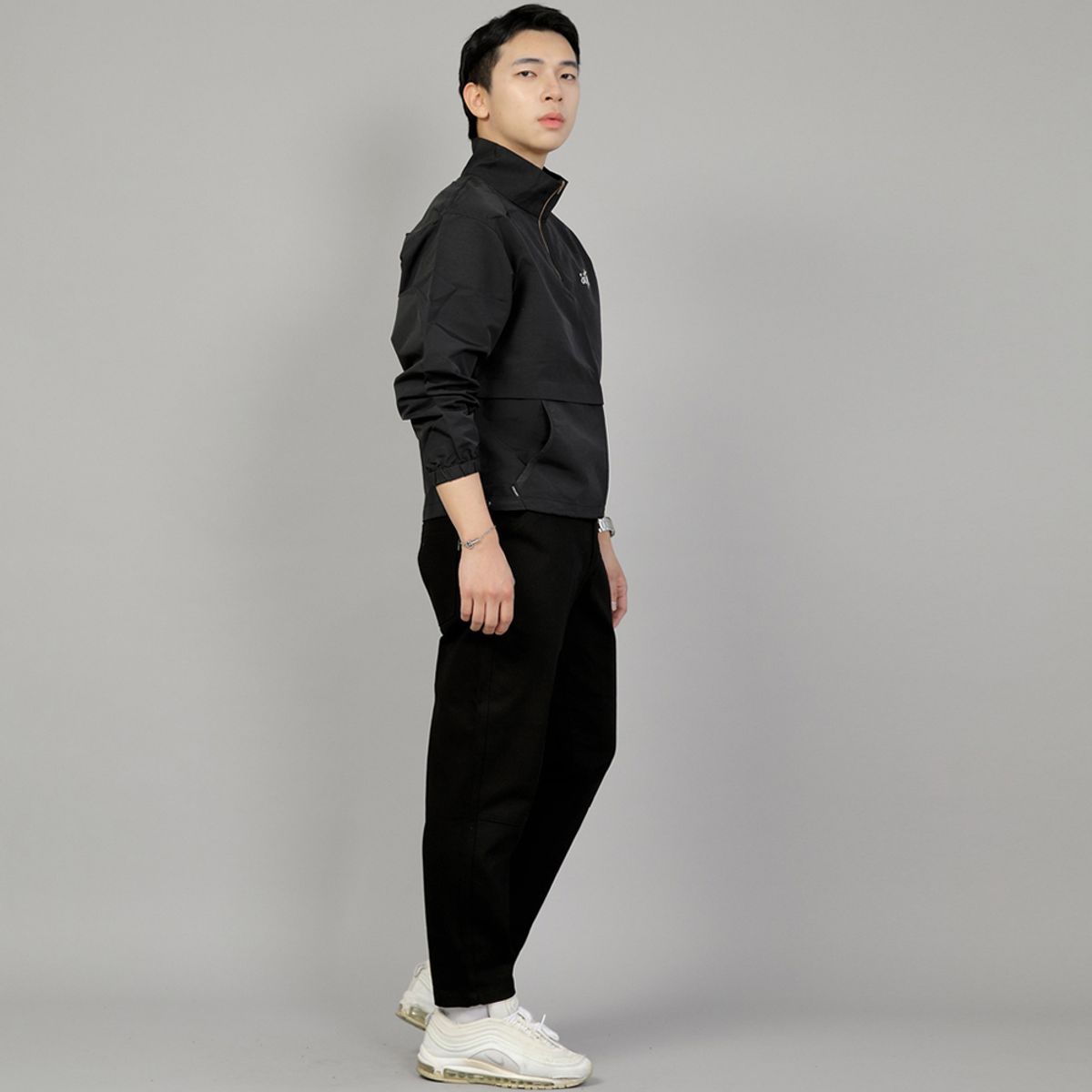 세인트크루(SAINTCREW) 테이퍼드 커팅크롭 하프밴드 팬츠 TCH-326  블랙