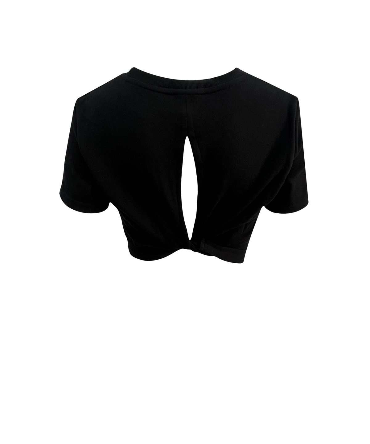 쎄쎄쎄(SETSETSET) RIBBON BACK SLIT CROP T-SHIRT BLACK