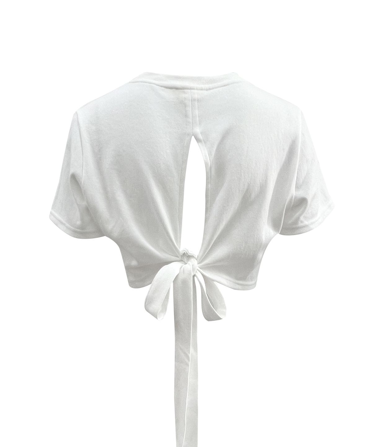 쎄쎄쎄(SETSETSET) RIBBON BACK SLIT CROP T-SHIRT WHITE