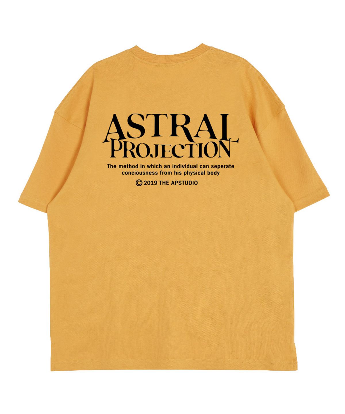 아스트랄 프로젝션(ASTRAL PROJECTION) 그라데이션 레터링 라운드 넥 15수 면 반팔 티셔츠_체다