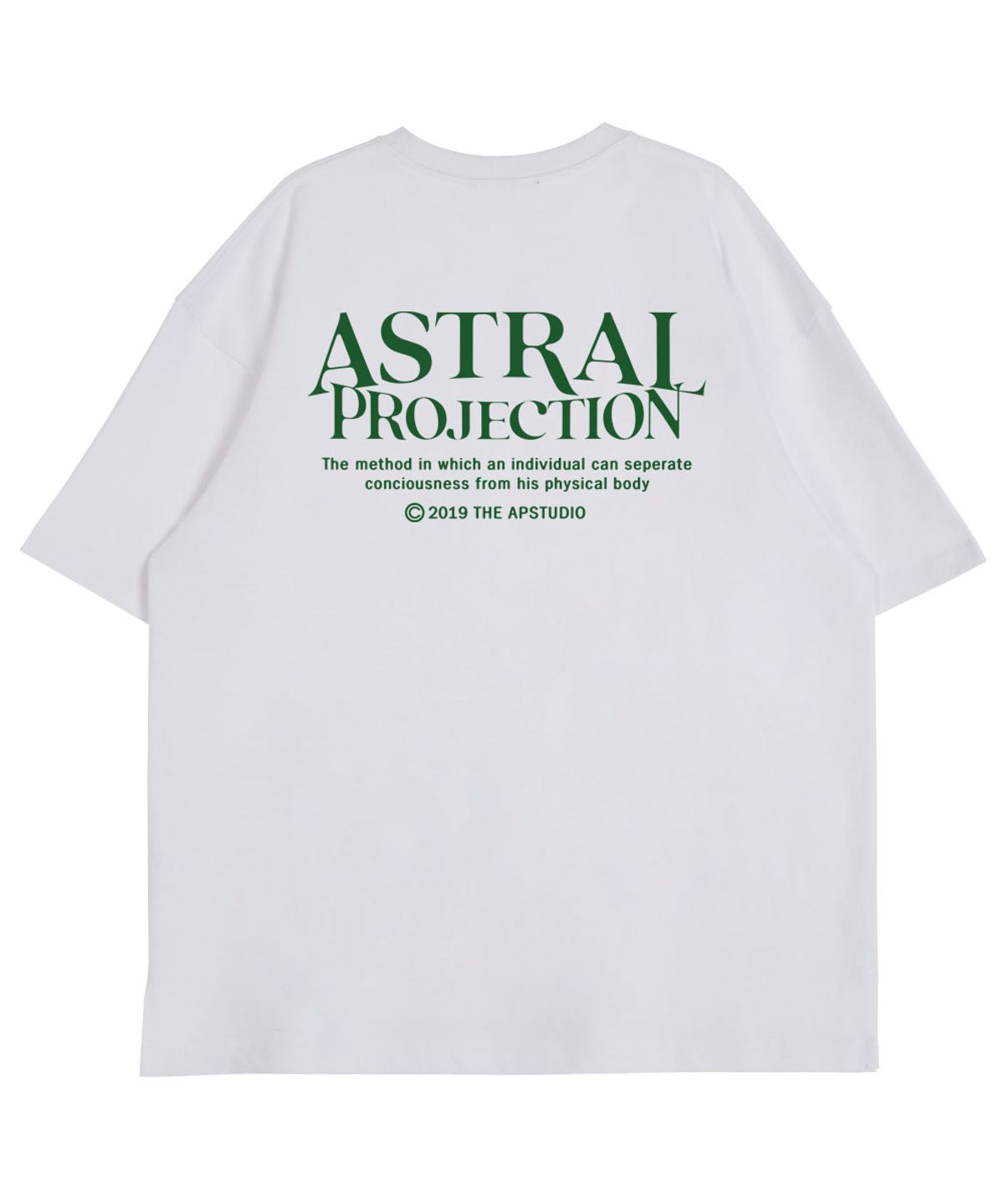 아스트랄 프로젝션(ASTRAL PROJECTION) 그라데이션 레터링 라운드 넥 15수 면 반팔 티셔츠_화이트