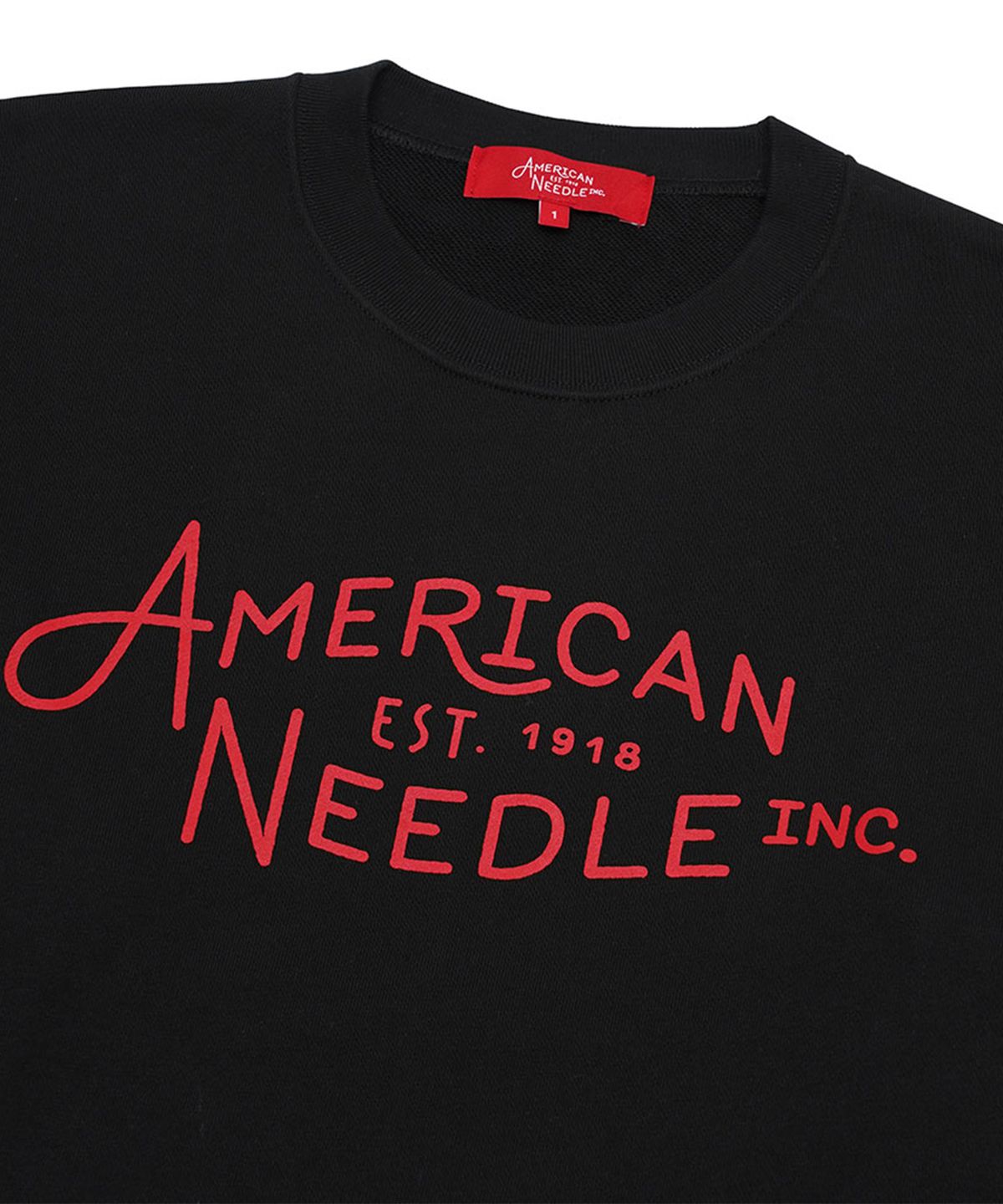 아메리칸니들(AMERICAN NEEDLE) AN CREW NECK SWEAT SHIRT - BLACK