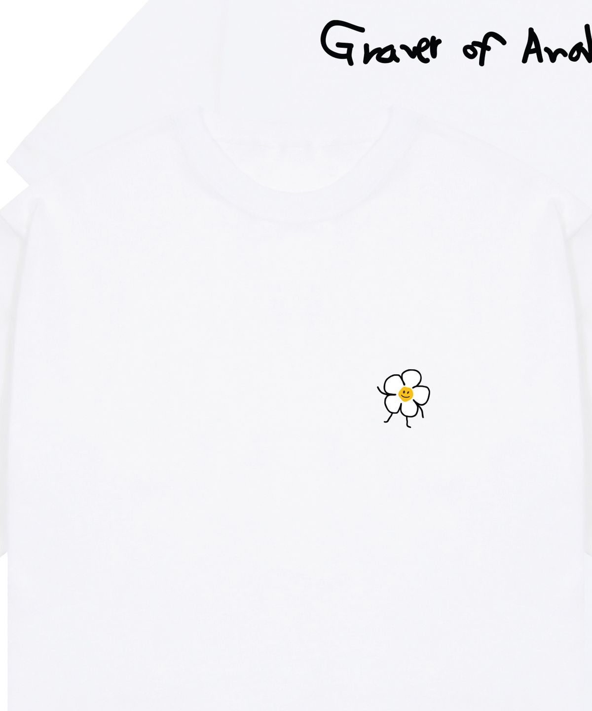 그레이버(GRAVER) [UNISEX]드로잉플라워 백로고 반팔티_화이트