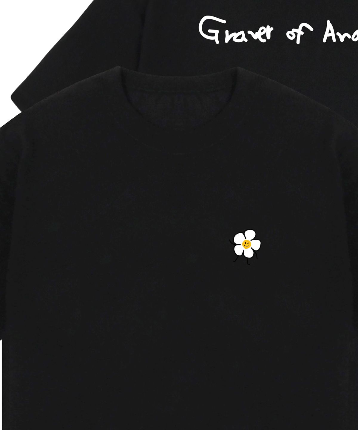 그레이버(GRAVER) [UNISEX]드로잉플라워 백로고 반팔티_블랙