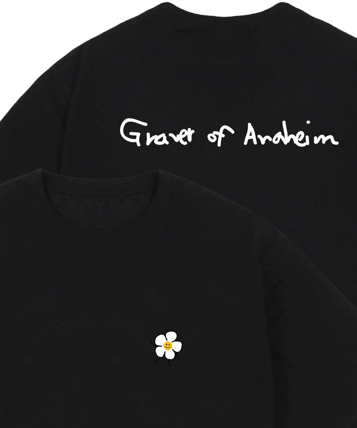 그레이버(GRAVER) [UNISEX]드로잉플라워 백로고 반팔티_블랙