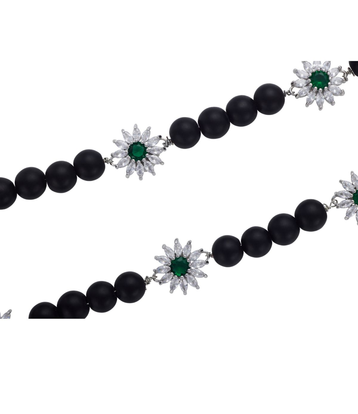 에이지47(AG47) B.W.P Necklace-15  Black Onyx  Green Flower Cubic