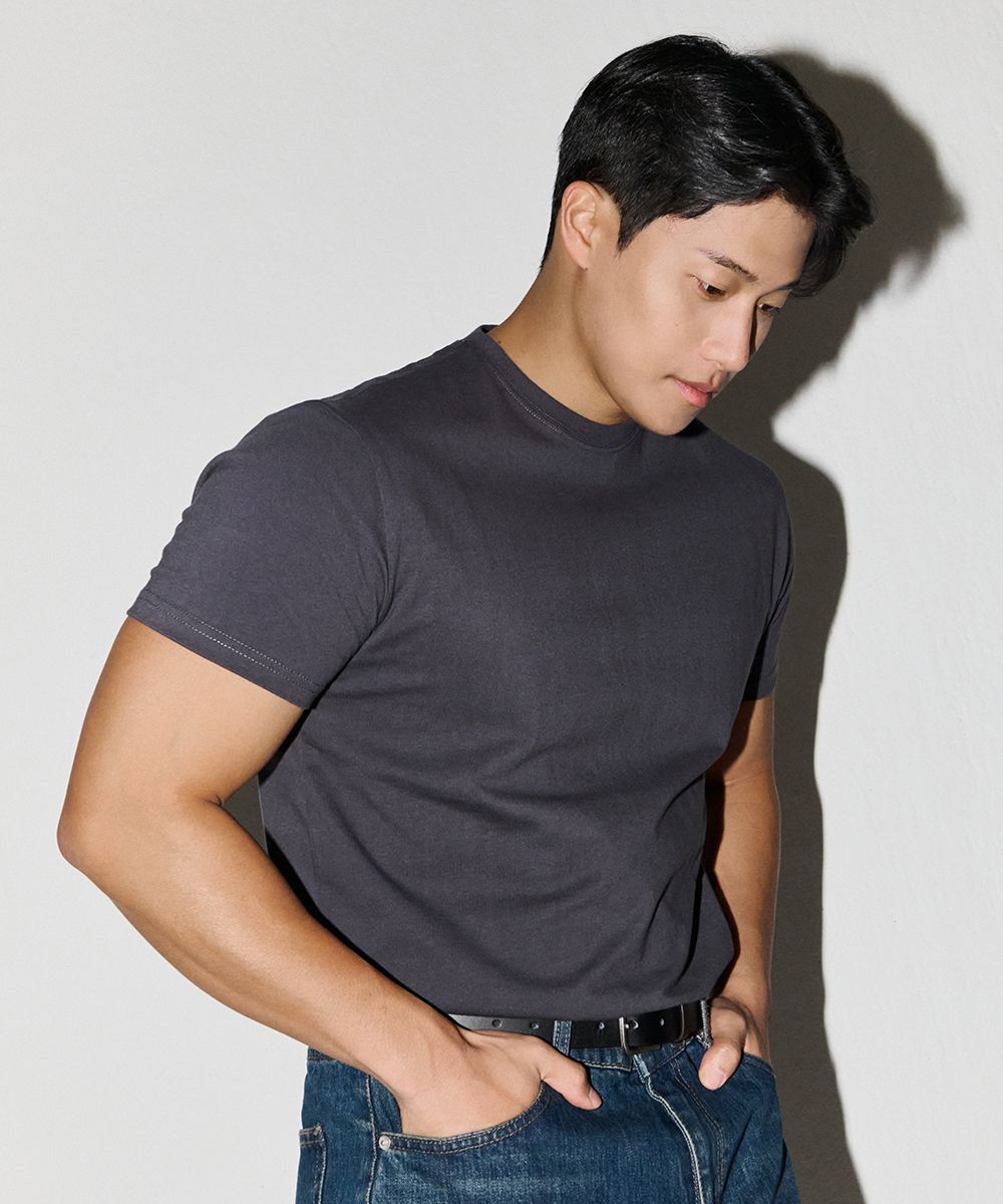 MUSINSA公式 | NINEZ Signature Cotton Muscle Fit T-Shirt NSTS01