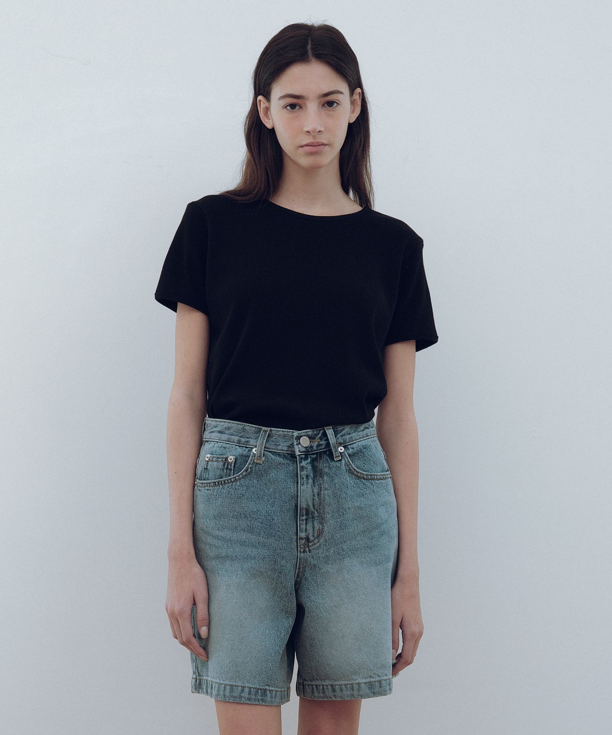 유라고(URAGO) Waffle half t-shirt