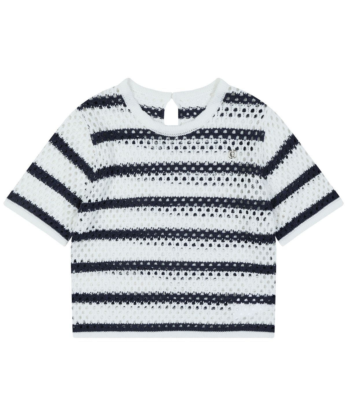 하드코어 해피니스(HARDCORE HAPPINESS) SIGNATURE STRIPE CROP KNIT_NAVY