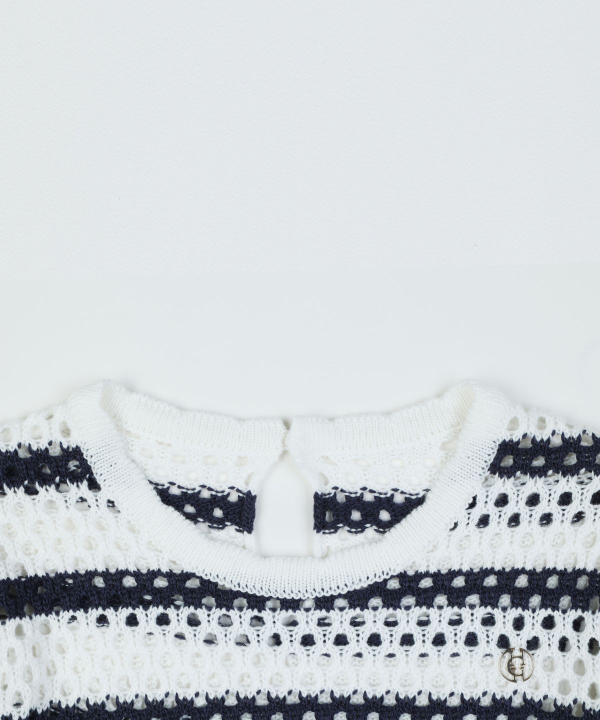 하드코어 해피니스(HARDCORE HAPPINESS) SIGNATURE STRIPE CROP KNIT_NAVY