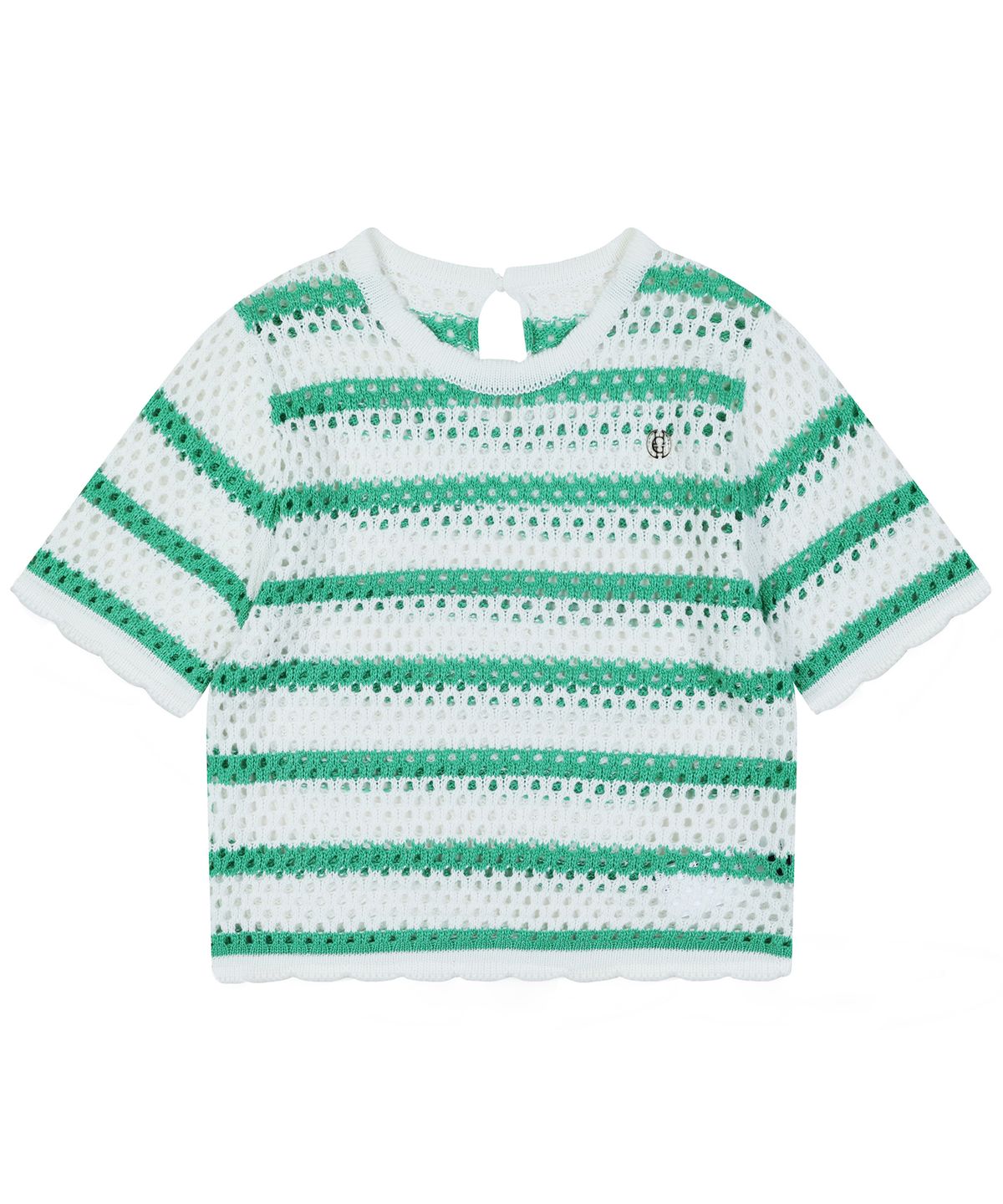 하드코어 해피니스(HARDCORE HAPPINESS) SIGNATURE STRIPE CROP KNIT_GREEN