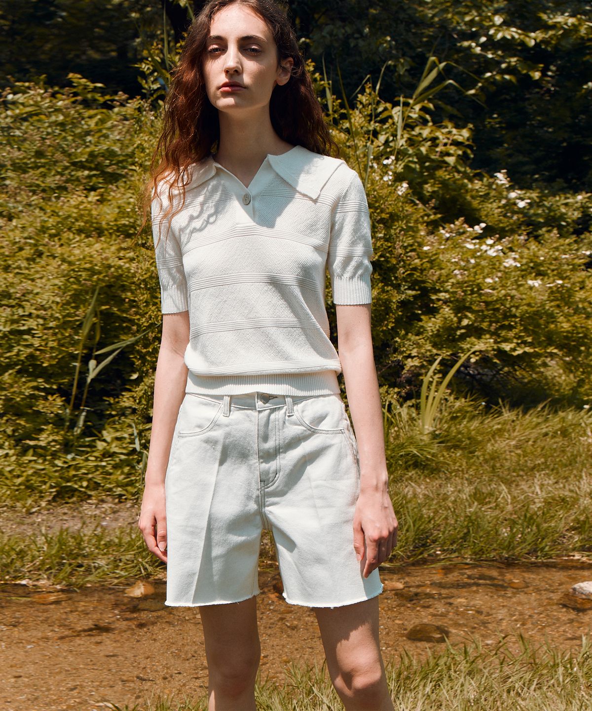 리이(RE RHEE) SAILOR COLLAR KNITTED BLOUSE WHITE