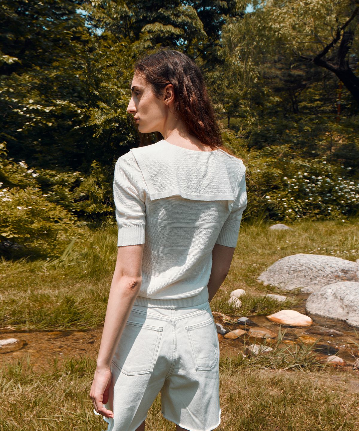 리이(RE RHEE) SAILOR COLLAR KNITTED BLOUSE WHITE