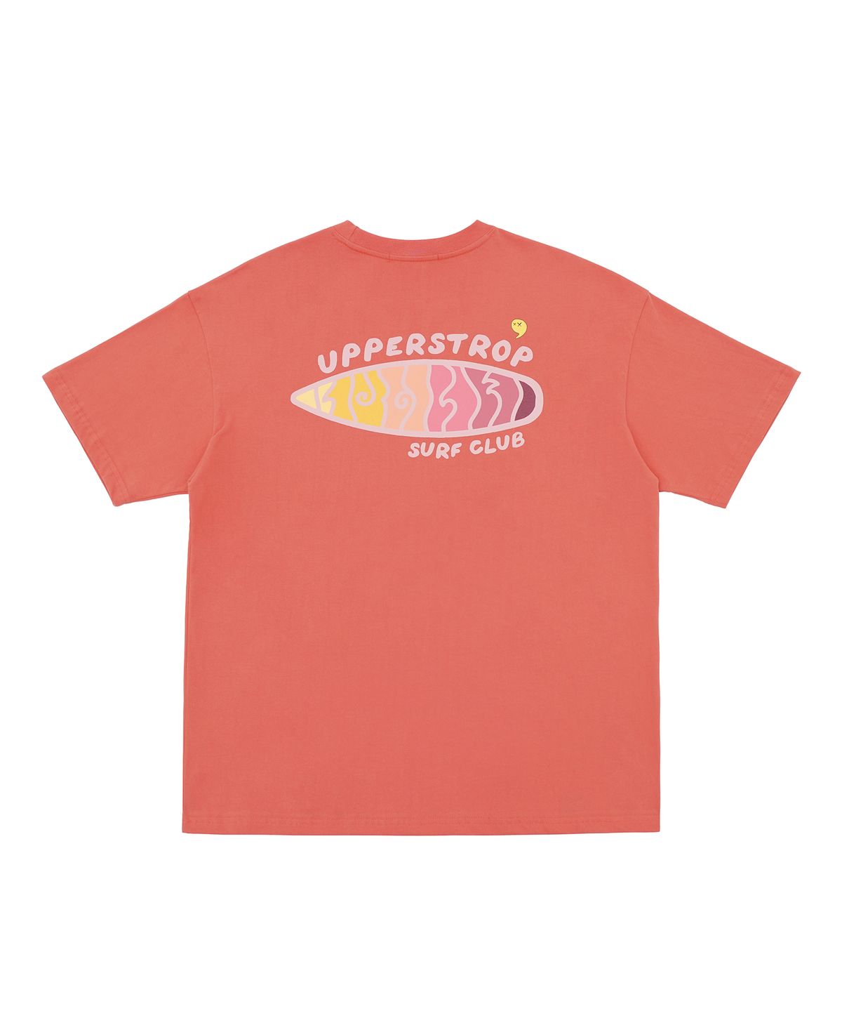 어퍼스트롭(UPPERSTROP) [UP9605] SURF CLUB 보드 그래픽 티셔츠 코랄레드