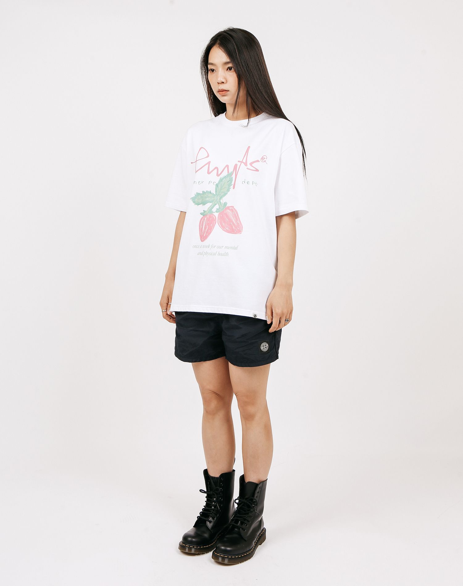 PHYPS ♥ Strawberry Routine Short Sleeve T-Shirt MUSINSA | PHYPS Strawberry Short Sleeve T-shirt_White/Yellow