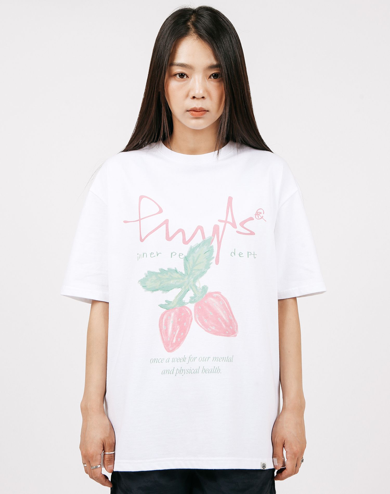 PHYPS ♥ Strawberry Routine Short Sleeve T-Shirt MUSINSA | PHYPS Strawberry Short Sleeve T-shirt_White/Yellow