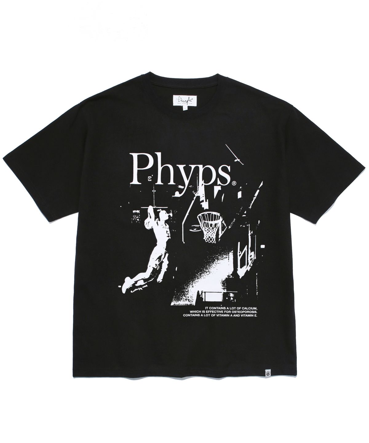 피지컬 디파트먼트(PHYSICAL DEPARTMENT) 베스킷볼 덩크슛 반팔티셔츠_블랙/화이트