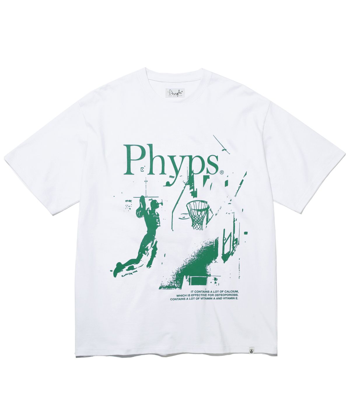 피지컬 디파트먼트(PHYSICAL DEPARTMENT) 베스킷볼 덩크슛 반팔티셔츠_화이트/그린