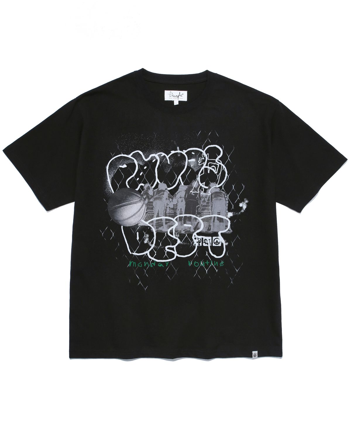 피지컬 디파트먼트(PHYSICAL DEPARTMENT) 베스킷볼 컬리지 반팔티셔츠_블랙/화이트