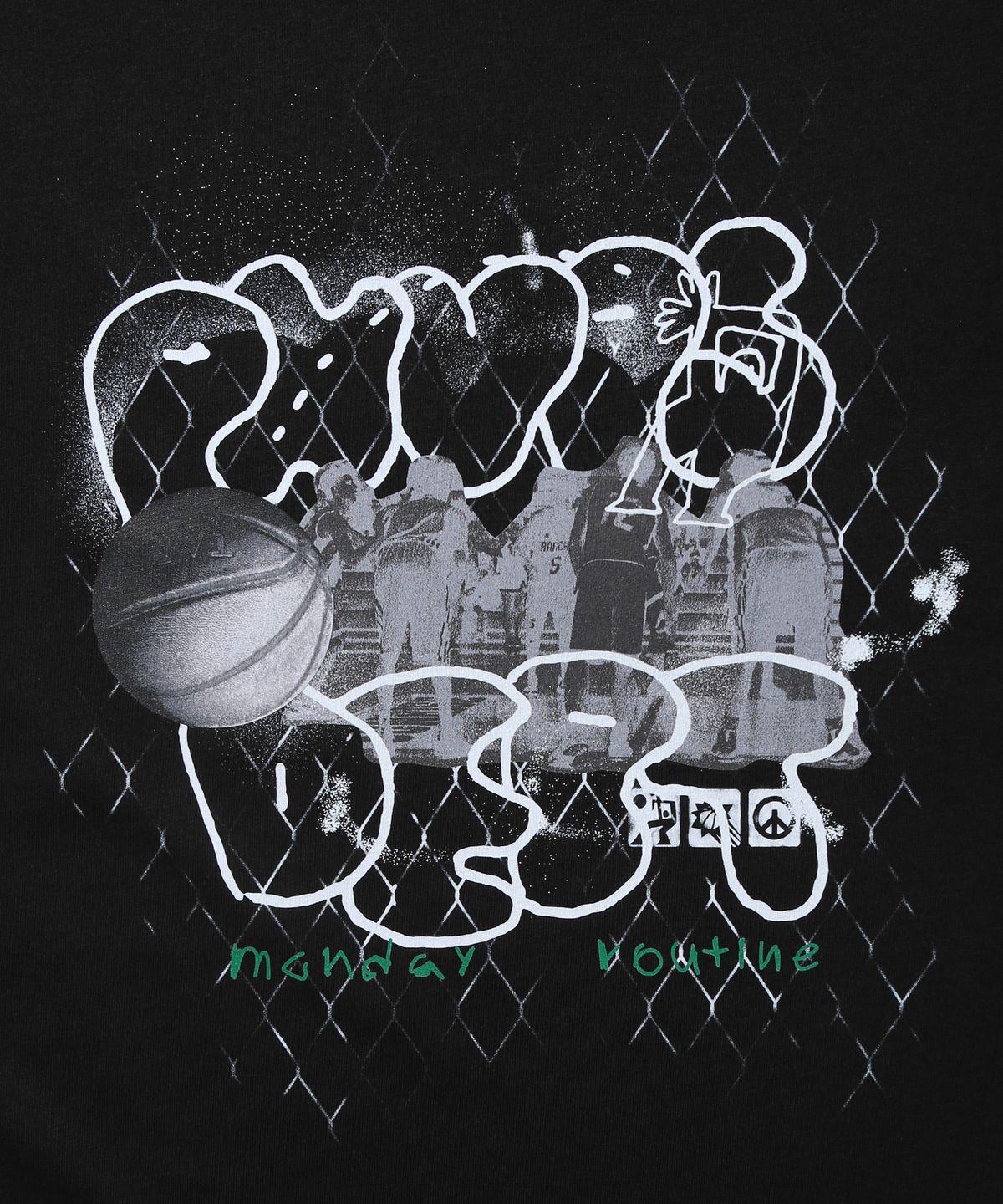 피지컬 디파트먼트(PHYSICAL DEPARTMENT) 베스킷볼 컬리지 반팔티셔츠_블랙/화이트