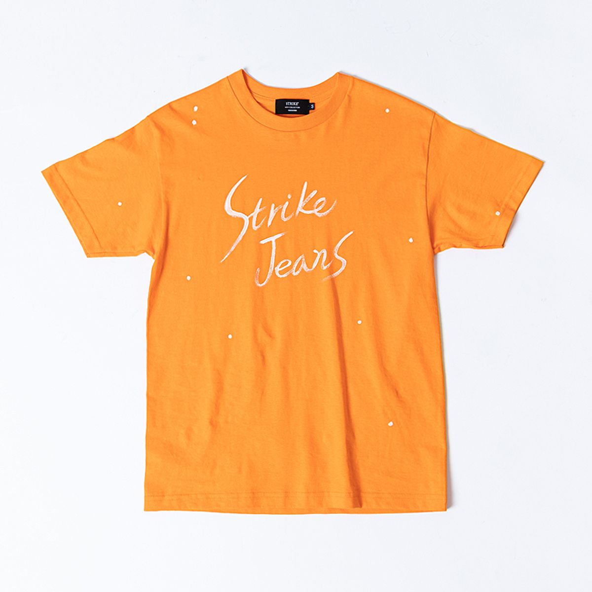 스트라이크(STRIKE) 레터링 도트 오버핏 티셔츠 (ORANGE-WHITE)