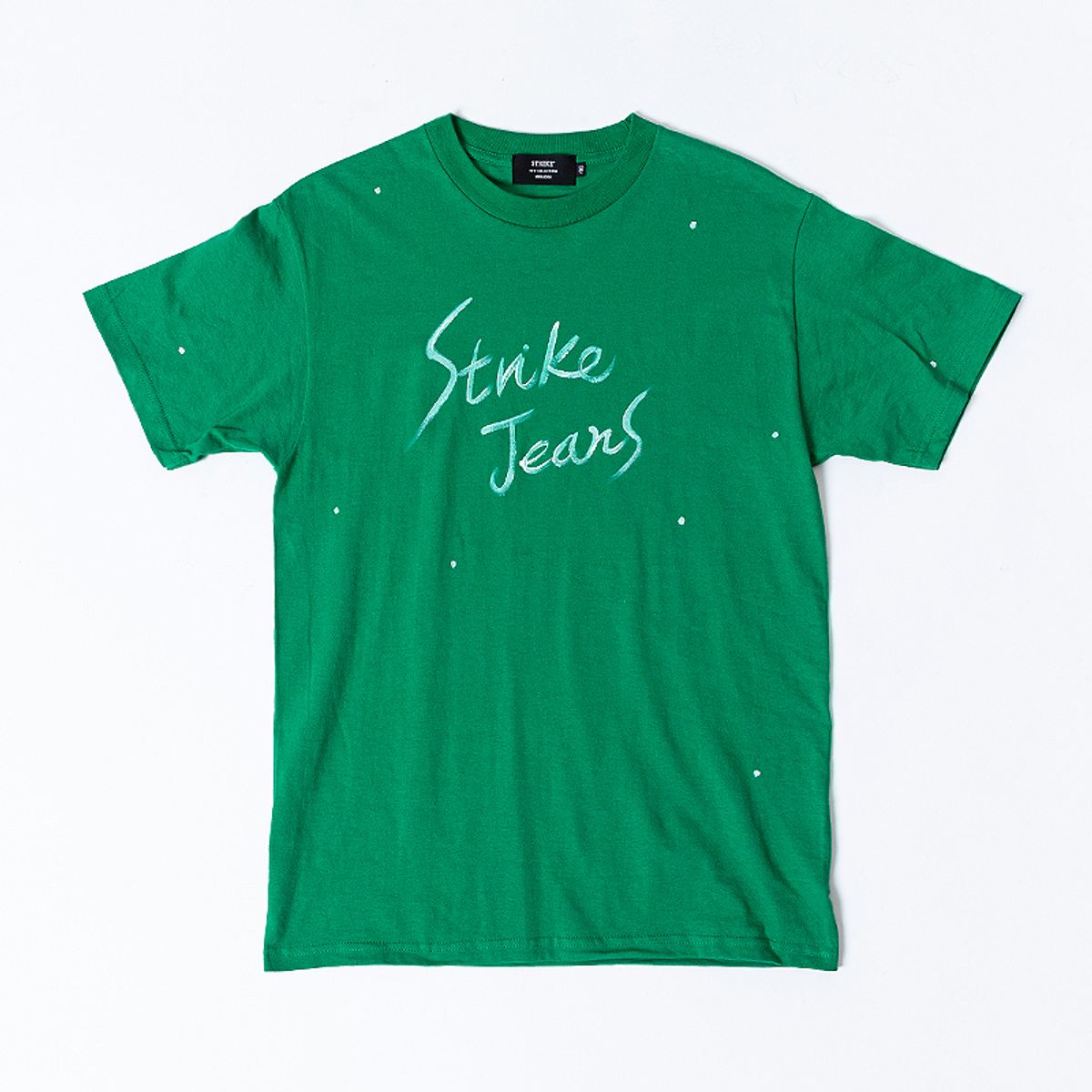 스트라이크(STRIKE) 레터링 도트 오버핏 티셔츠 (GREEN-WHITE)