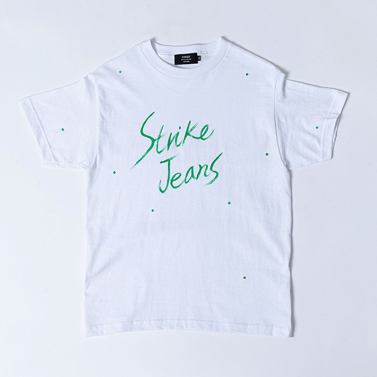 스트라이크(STRIKE) 레터링 도트 오버핏 티셔츠 (WHITE-GREEN)