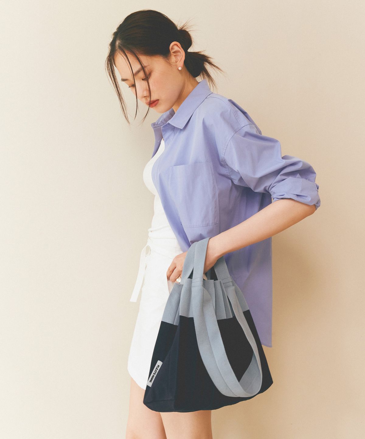 플리츠마마(PLEATSMAMA) 투웨이쇼퍼백 네이비