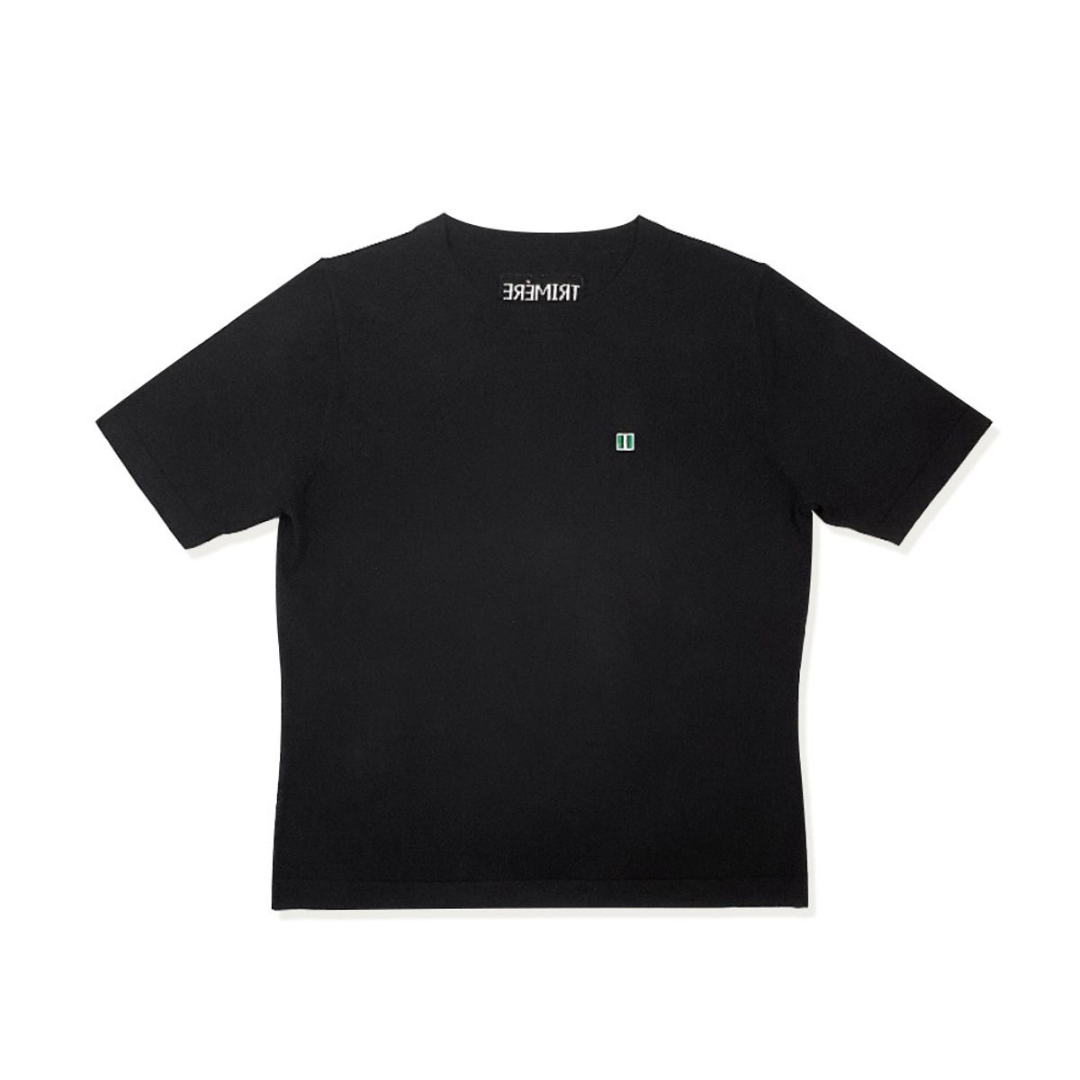 트리메르(TRIMERE) 로고 와펜 반팔 라운드 니트 WOMAN  BLACK