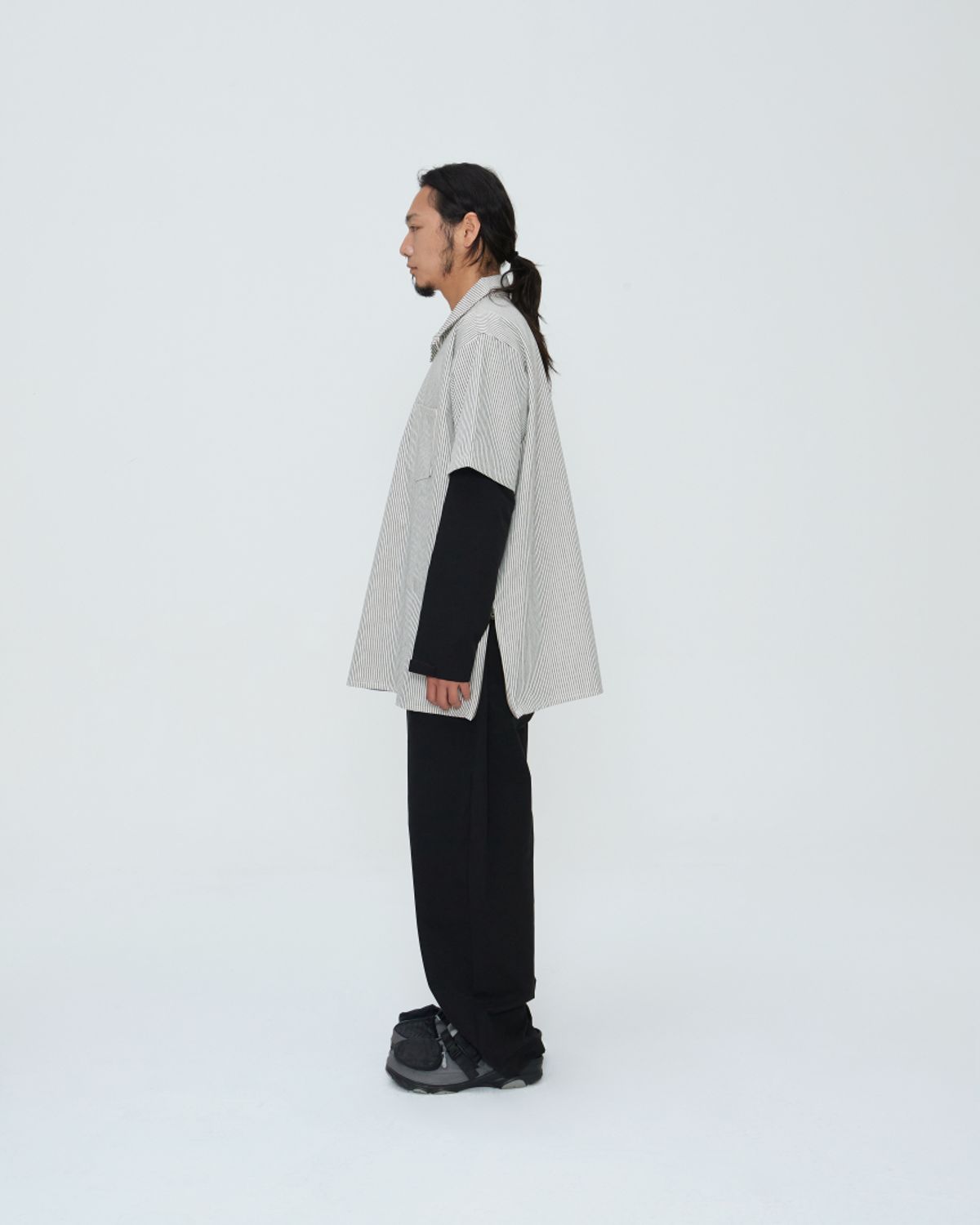 쿤타치(KUNTACH) HICKORY Side Anorack WORK SHIRT [OFF WIHTE]