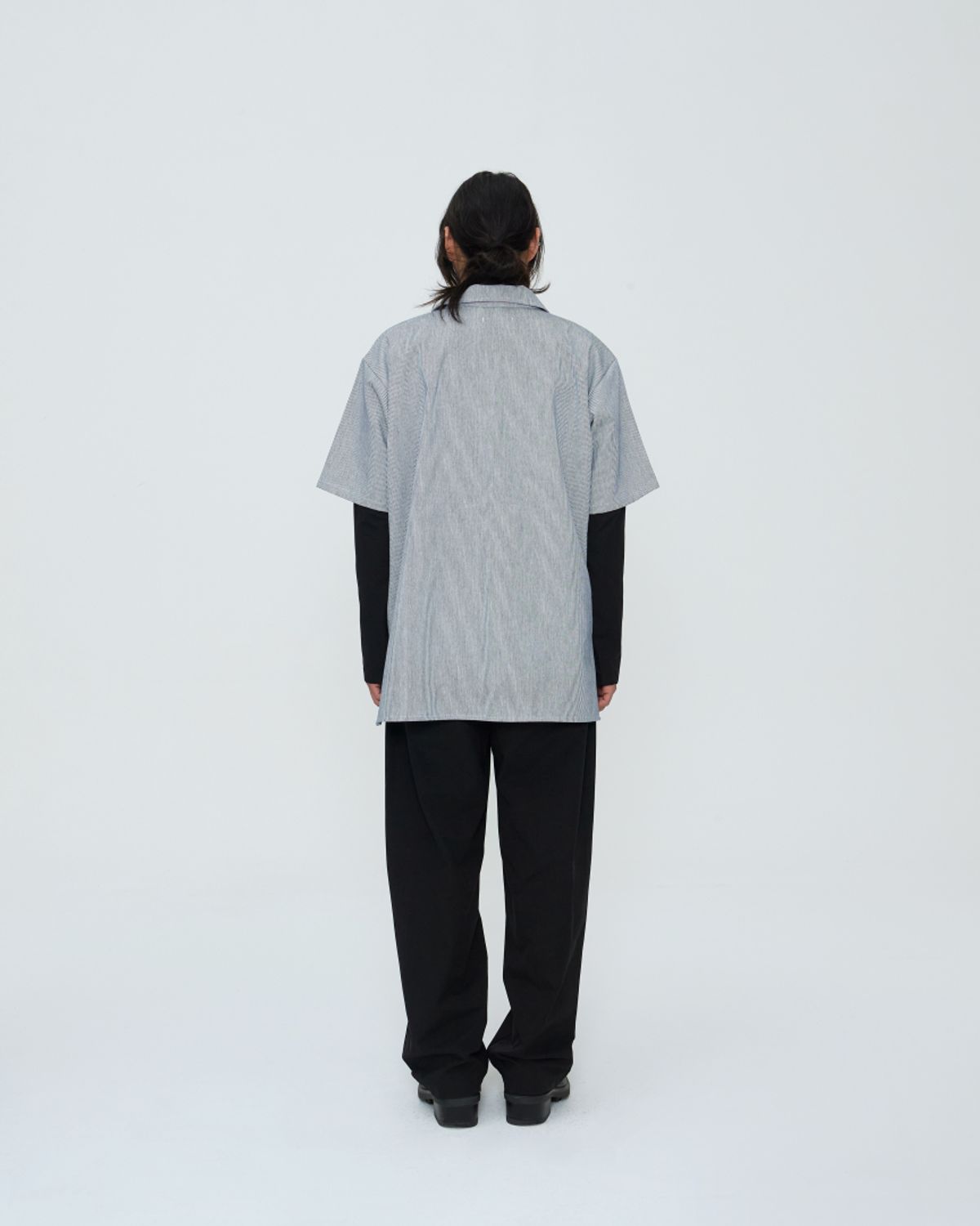 쿤타치(KUNTACH) HICKORY Side Anorack WORK SHIRT [BLUE WHITE]
