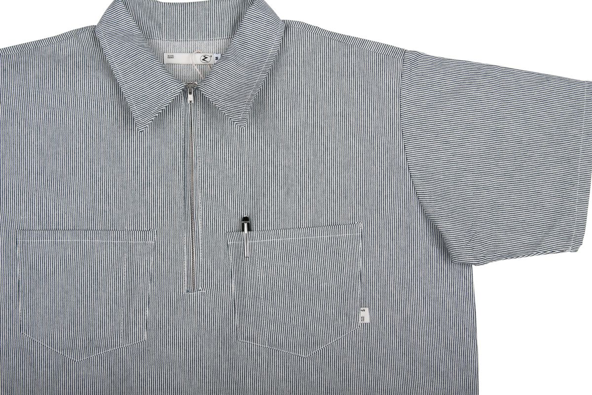 쿤타치(KUNTACH) HICKORY Side Anorack WORK SHIRT [BLUE WHITE]