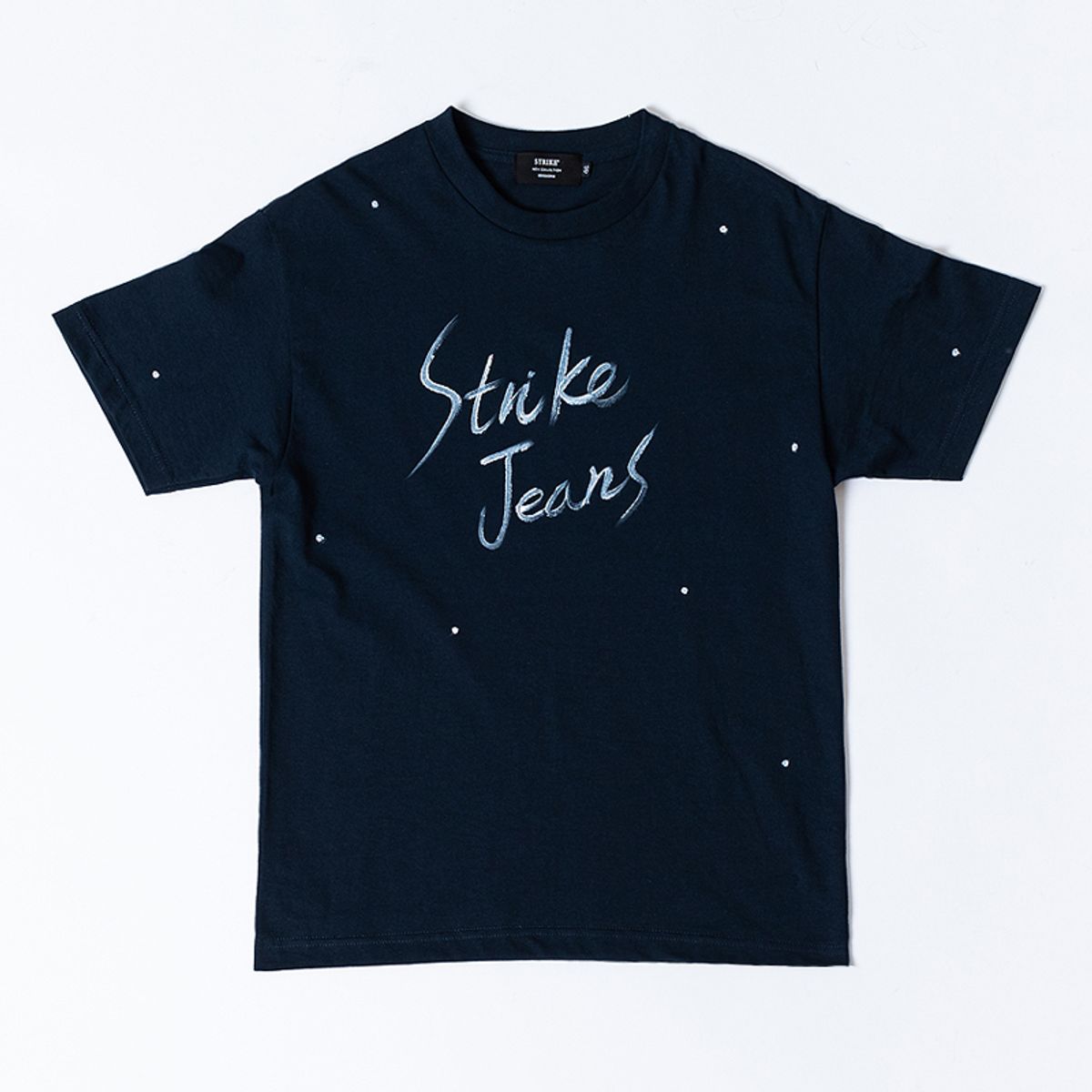 스트라이크(STRIKE) 레터링 도트 오버핏 티셔츠 (NAVY-WHITE)