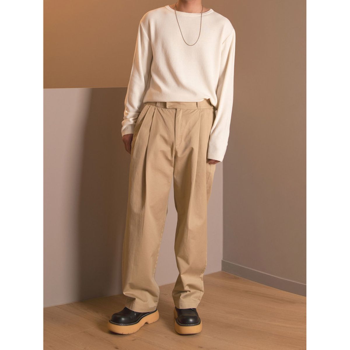 안트렉트(ENTRACTE) Wide Chino Pants BEIGE