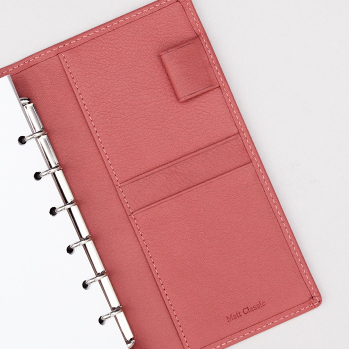 마뜨(MATT) 52절 밀링 BBG 소가죽 6공 다이어리 커버 코랄핑크 9x17.3cm D77916