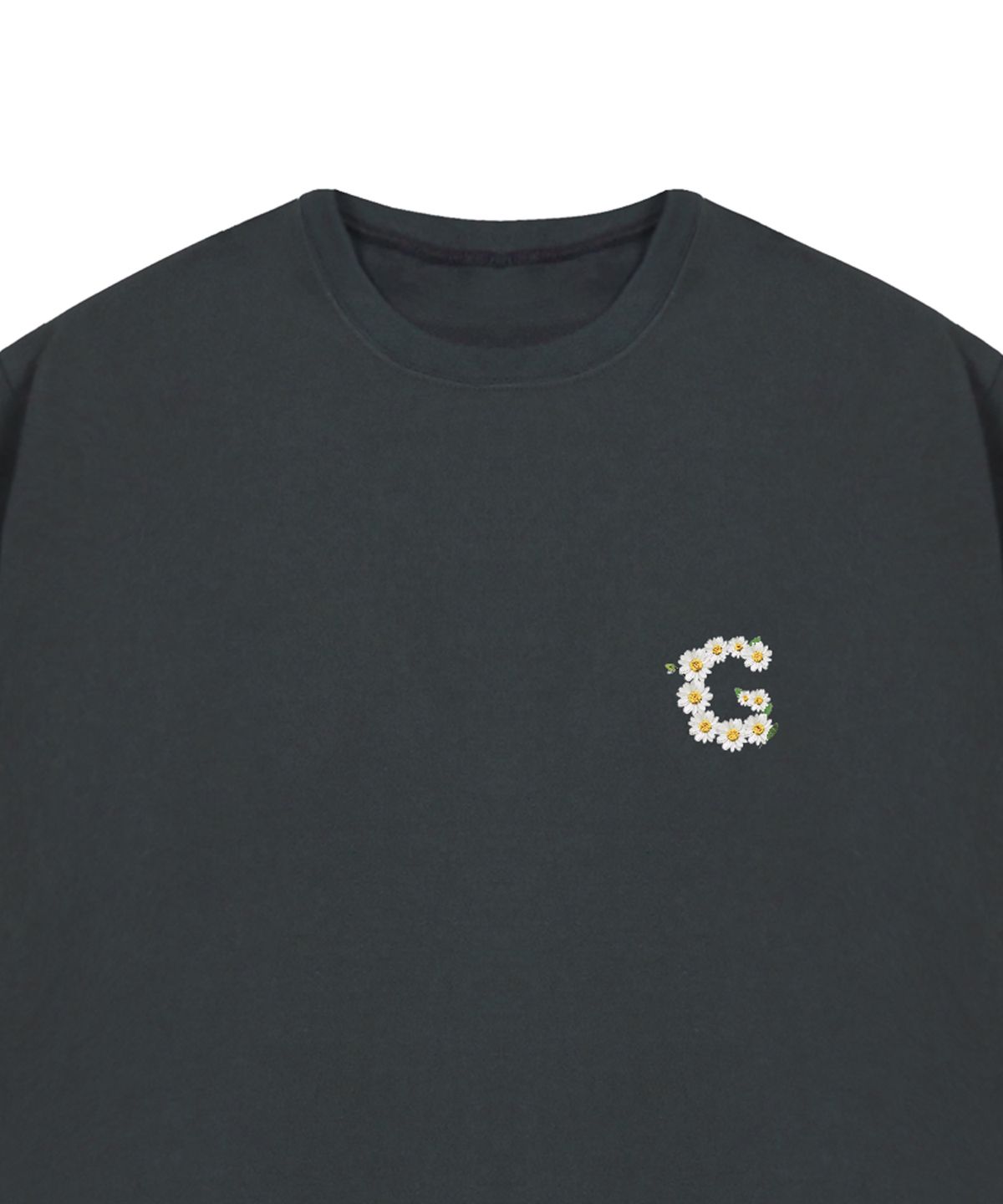 그레이버(GRAVER) [UNISEX]스몰 G플라워 스마일 반팔티_차콜