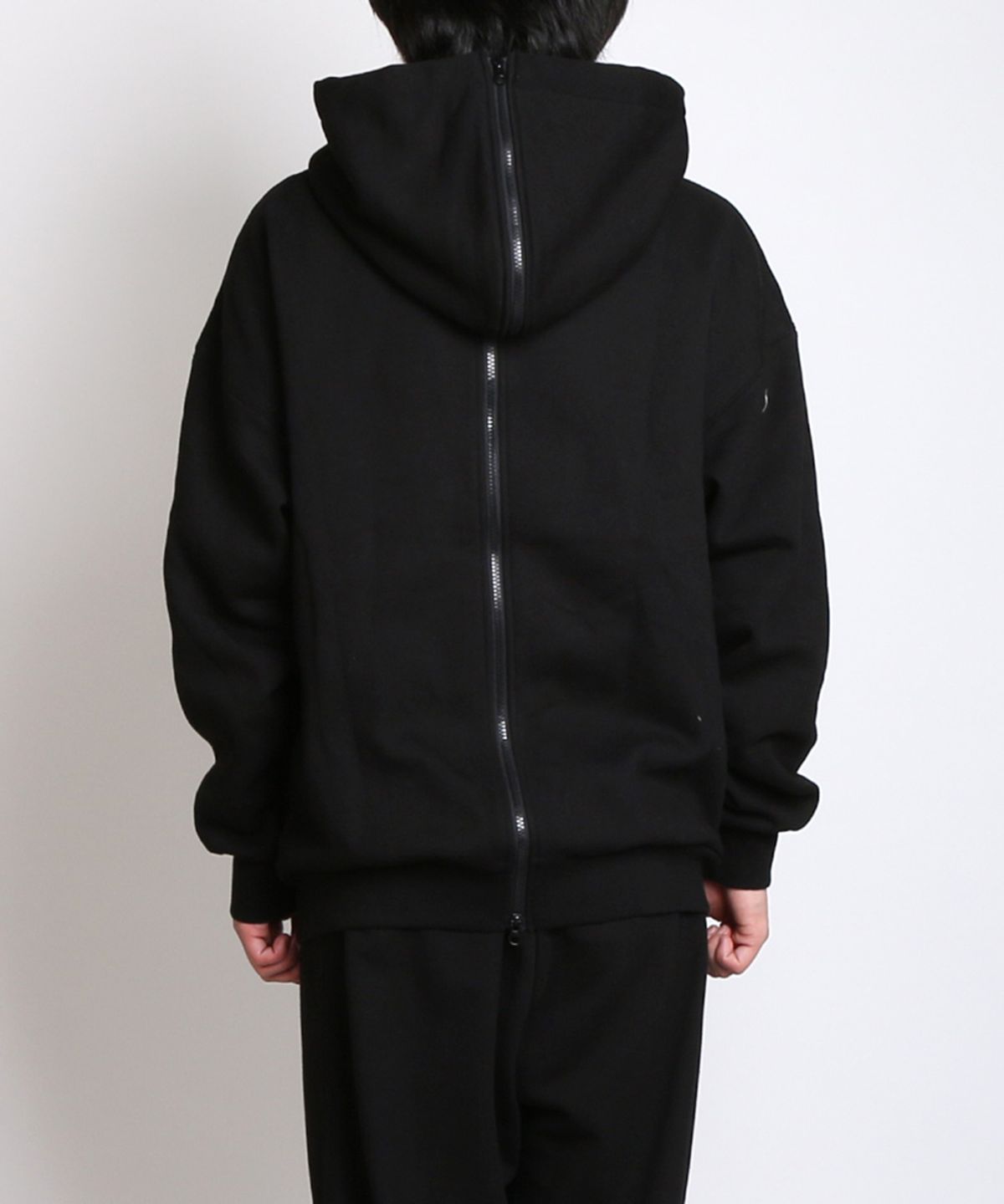 지블랙(ZBLACK) 무지 기모 앞뒤 숏후드집업(Black)
