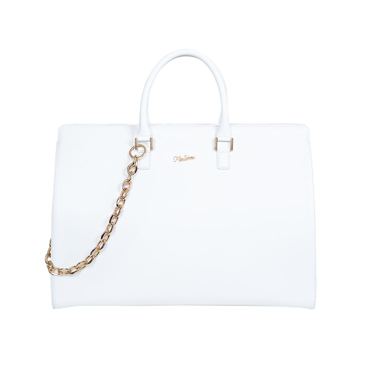 미스페라(MEASPHERA) OCTAGON REAL LEATHER BOSTON BAG WHITE
