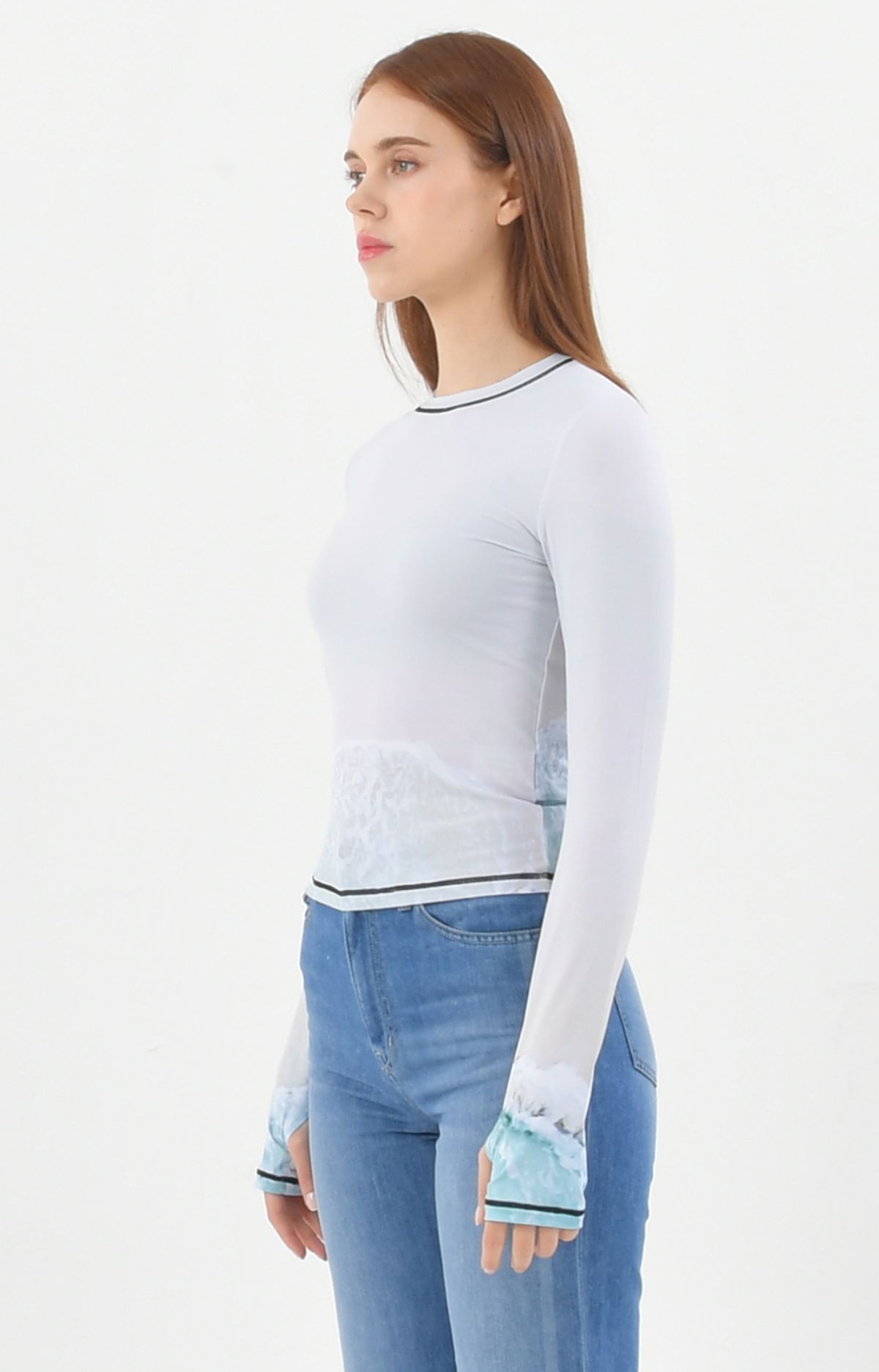 페노메논시퍼(PHENOMENON SEEPER) PRINT LONG SLEEVE ROUND T-SHIRT_[WAVE]