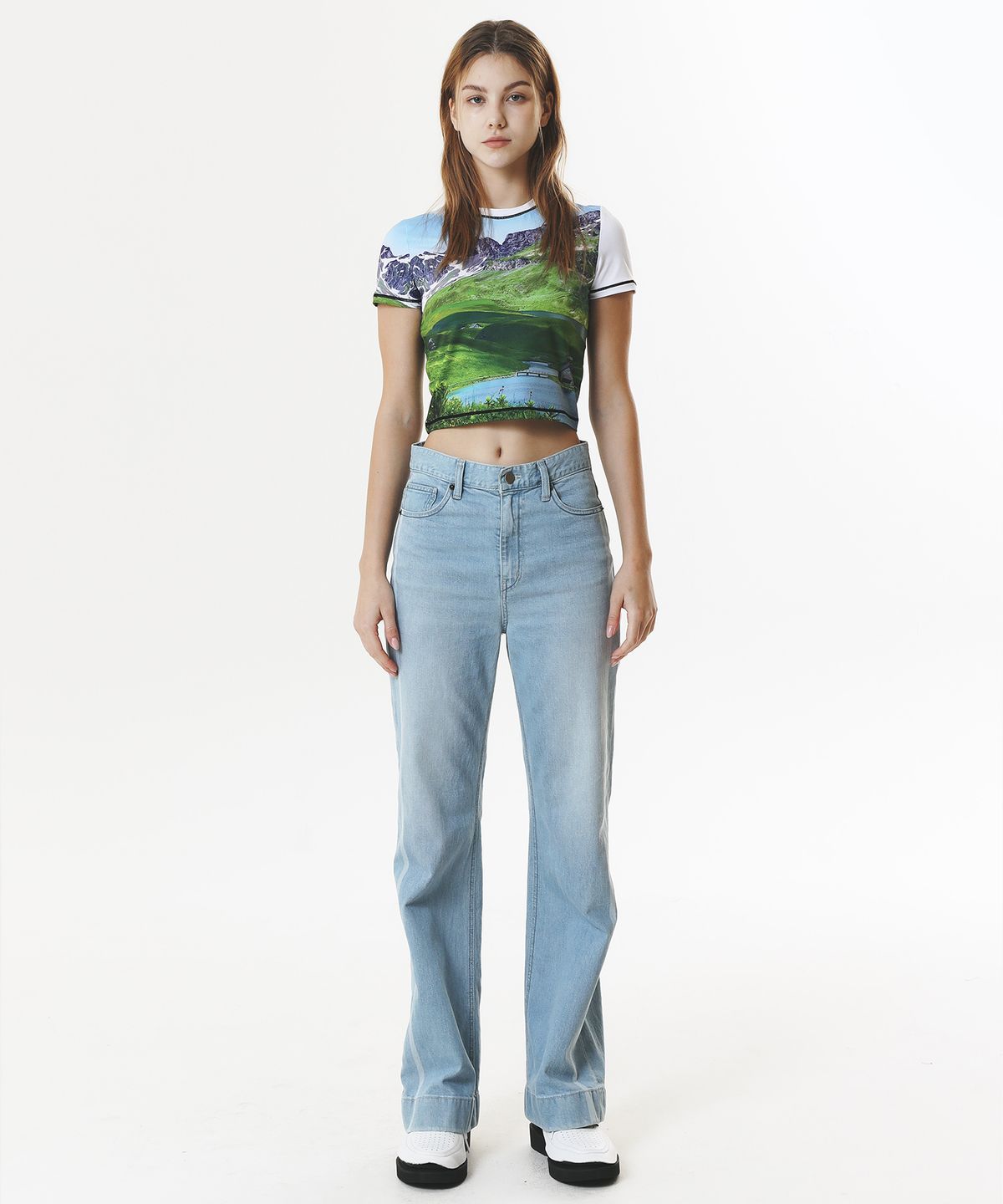 페노메논시퍼(PHENOMENON SEEPER) PRINT SHORT SLEEVE CROP T-SHIRT_[FIELD]