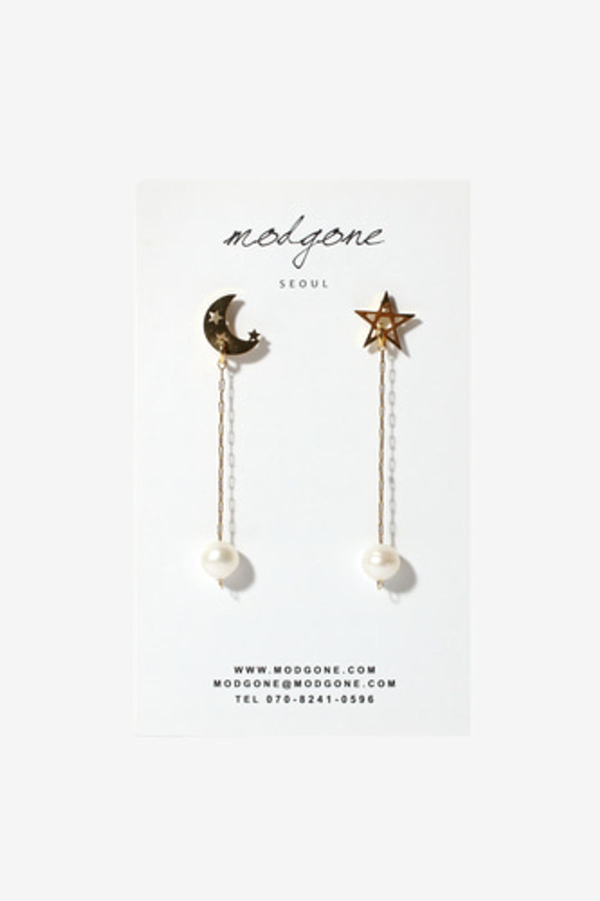 모드곤(MODGONE) 골드별 초승달 담수진주 귀걸이 Goldtone Star crescent Pearl Earring