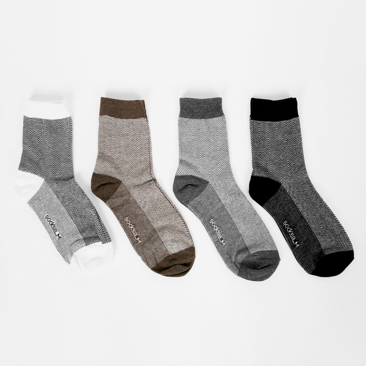 삭스에이(SOCKSA) [10PACK] 유니섹스 베이직 200N 헤링본 패턴 긴양말